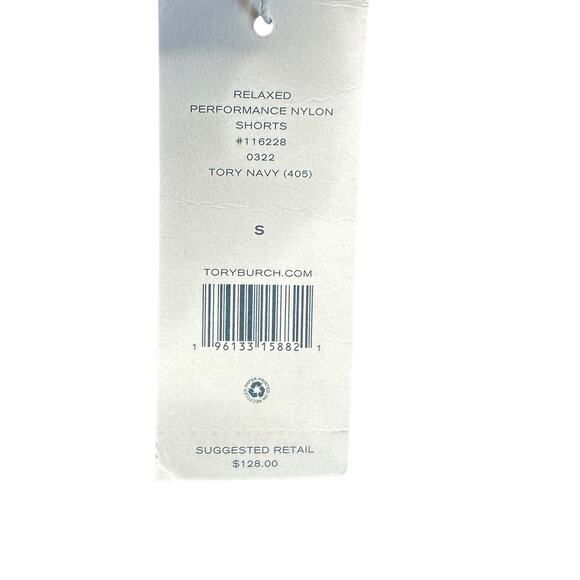 TORY BURCH SPORT Navy Blue Relaxed Performance Nylon Shorts Women's Small NWT - Picture 4 of 9